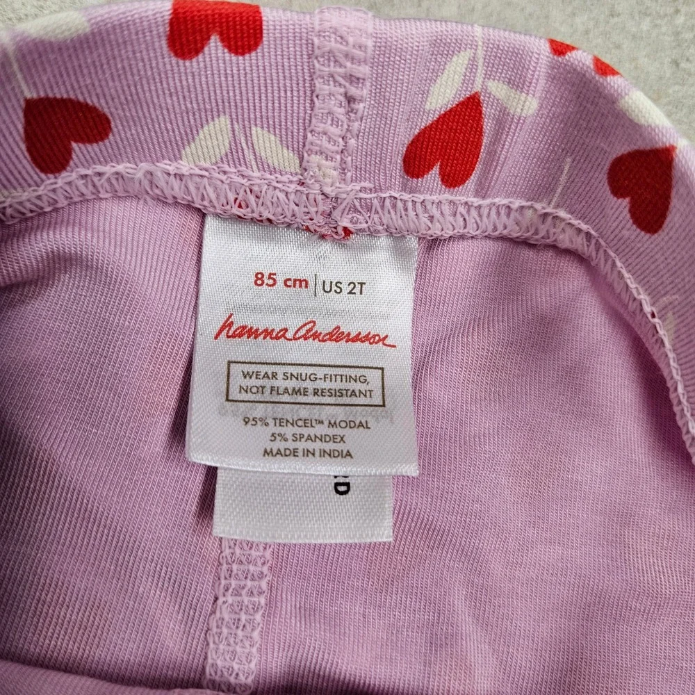 Hanna Andersson Pajamas Toddler 2T Pink Heart Tencel Modal Sleepwear HannaSoft‎